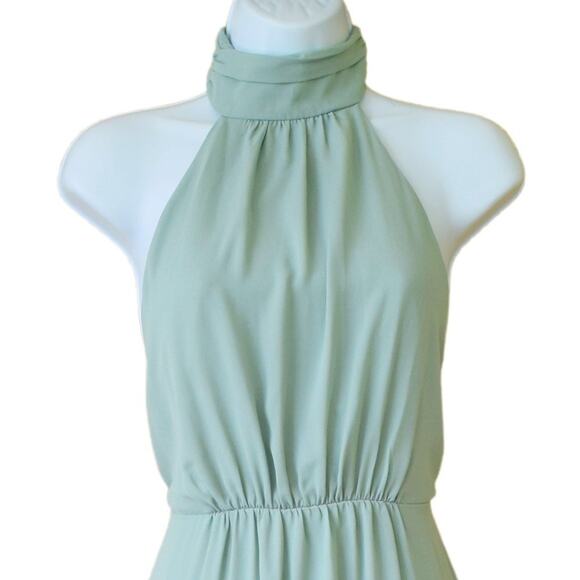 SHOW ME YOUR MUMU Collette Halter Maxi Dress Silver Sage Open Back - Picture 4 of 9